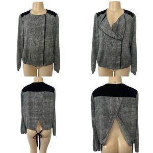 DKNY Jeans Black Lightweight Bomber Jacket Full‎ Zip Open Tie Back Windbreaker M